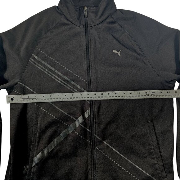 Puma Full-Zip Track Jacket With Graphic Stripes Mens Size XL Black - Picture 2 of 16